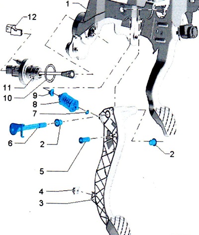 привод главного цилиндра сцепления Audi
